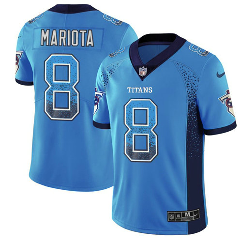 Men’s Nike Tennessee Titans #8 Marcus Mariota Light Blue Team Color Stitched NFL Limited Rush Drift Fashion Jersey