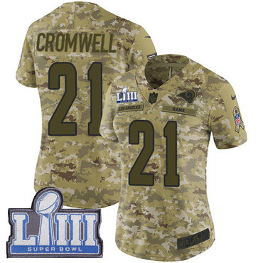 #21 Limited Nolan Cromwell Camo Nike NFL Women’s Jersey Los Angeles Rams 2018 Salute to Service Super Bowl LIII Bound