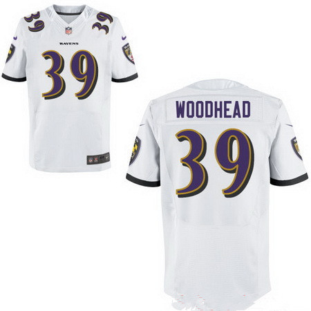Men’s Baltimore Ravens #39 Danny Woodhead White Road Stitched NFL Nike Elite Jersey