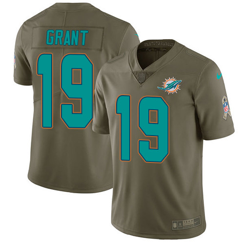 Nike Miami Dolphins #19 Jakeem Grant Olive Men’s Stitched NFL Limited 2017 Salute To Service Jersey