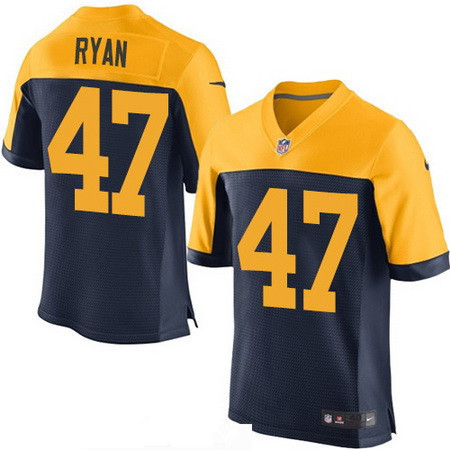 Men’s Green Bay Packers #47 Jake Ryan Navy Blue With Gold Alternate NFL Nike Elite Jersey