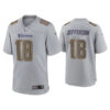 Men’s Minnesota Vikings #18 Justin Jefferson Gray Atmosphere Fashion Stitched Game Jersey