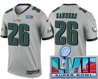 Men’s Philadelphia Eagles #26 Miles Sanders Limited Gray Inverted Super Bowl LVII Vapor Jersey