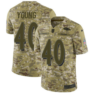 Nike Ravens #40 Kenny Young Camo Men’s Stitched NFL Limited 2018 Salute To Service Jersey