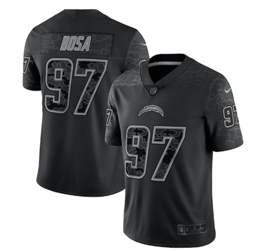 Men’s Los Angeles Chargers #97 Joey Bosa Black Reflective Limited Stitched Football Jersey