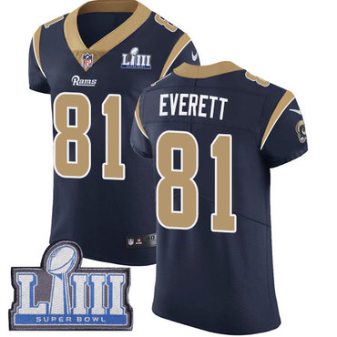 #81 Elite Gerald Everett Navy Blue Nike NFL Home Men’s Jersey Los Angeles Rams Vapor Untouchable Super Bowl LIII Bound