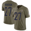 Rams #27 Darrell Henderson Olive Men’s Stitched Football Limited 2017 Salute To Service Jersey