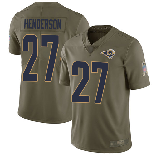 Rams #27 Darrell Henderson Olive Men’s Stitched Football Limited 2017 Salute To Service Jersey