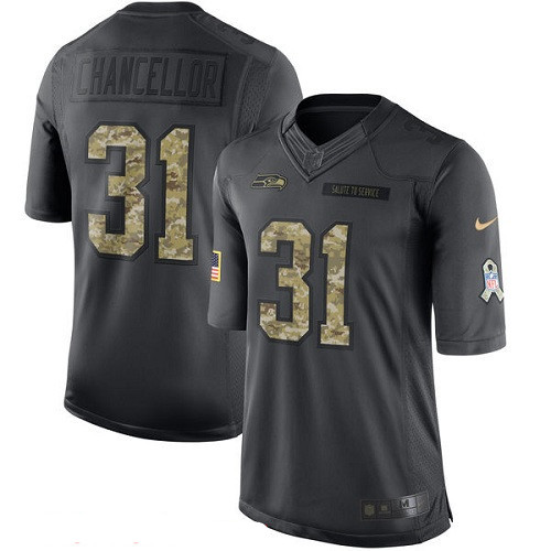 Men’s Seattle Seahawks #31 Kam Chancellor Black Anthracite 2016 Salute To Service Stitched NFL Nike Limited Jersey