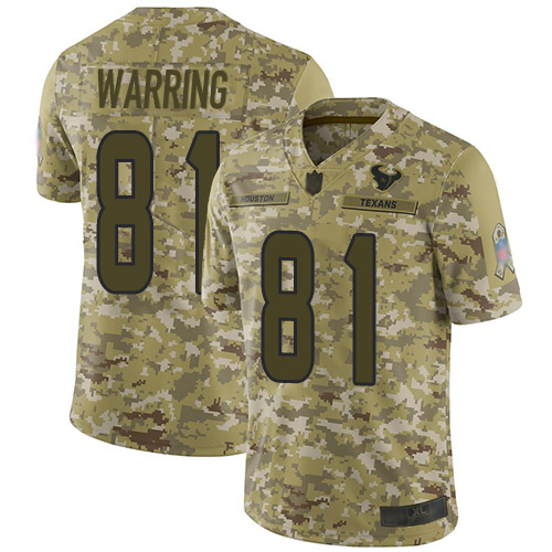 Texans #81 Kahale Warring Camo Men’s Stitched Football Limited 2018 Salute To Service Jersey