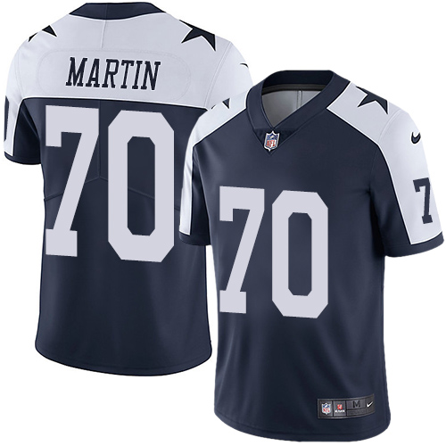 Nike Dallas Cowboys #70 Zack Martin Navy Blue Thanksgiving Men’s Stitched NFL Vapor Untouchable Limited Throwback Jersey