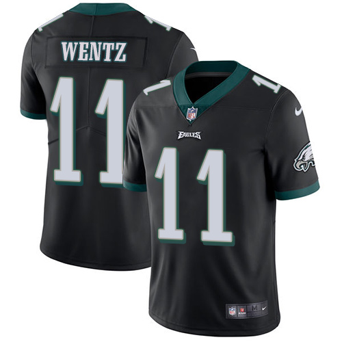 Nike Philadelphia Eagles #11 Carson Wentz Black Alternate Men’s Stitched NFL Vapor Untouchable Limited Jersey