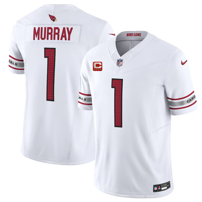 Men’s Arizona Cardinals #1 Kyler Murray White 2023 F.U.S.E. With 4-Star C Patch Vapor Untouchable F.U.S.E. Limited Football Stitched Jersey