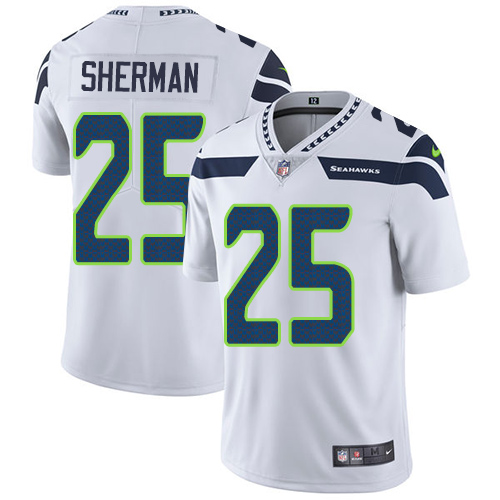 Nike Seattle Seahawks #25 Richard Sherman White Men’s Stitched NFL Vapor Untouchable Limited Jersey
