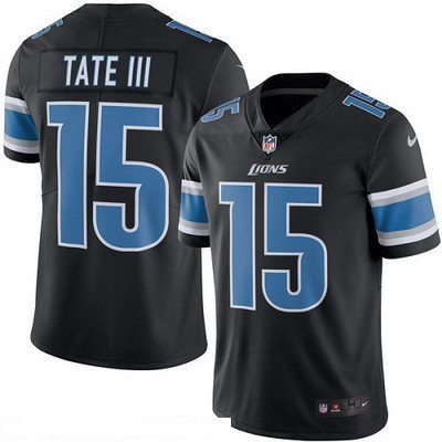 Men’s Detroit Lions #15 Golden Tate III Black 2016 Color Rush Stitched NFL Nike Limited Jersey