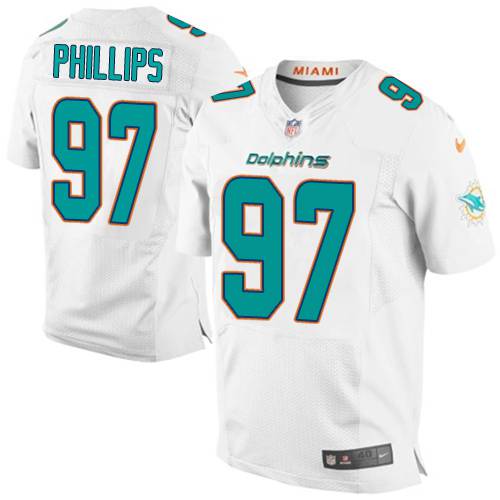 Men’s Miami Dolphins #97 Jordan Phillips Nike White Elite Jersey