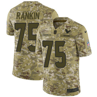Nike Texans #75 Martinas Rankin Camo Men’s Stitched NFL Limited 2018 Salute To Service Jersey