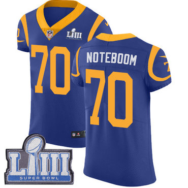 #70 Elite Joseph Noteboom Royal Blue Nike NFL Alternate Men’s Jersey Los Angeles Rams Vapor Untouchable Super Bowl LIII Bound