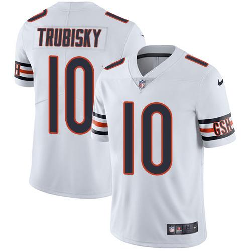 Men’s Nike Chicago Bears #10 Mitchell Trubisky White Stitched NFL Vapor Untouchable Limited Jersey