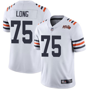 Bears #75 Kyle Long White Alternate Men’s Stitched Football Vapor Untouchable Limited 100th Season Jersey