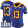 #13 Limited Kurt Warner Royal Blue Nike NFL Alternate Women’s Jersey Los Angeles Rams Vapor Untouchable Super Bowl LIII Bound