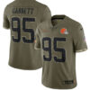 Men’s Cleveland Browns #95 Myles Garrett 2022 Olive Salute To Service Limited Stitched Jersey