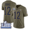 #12 Limited Brandin Cooks Olive Nike NFL Youth Jersey Los Angeles Rams 2017 Salute to Service Super Bowl LIII Bound