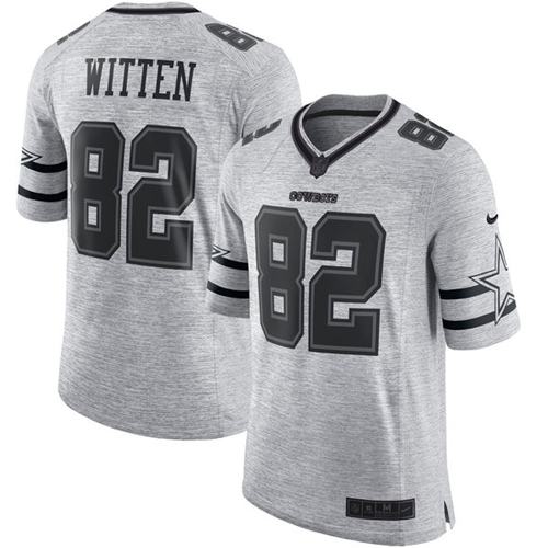 Nike Cowboys #82 Jason Witten Gray Men’s Stitched NFL Limited Gridiron Gray II Jersey
