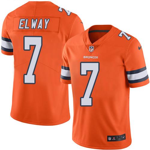 Nike Broncos #7 John Elway Orange Men’s Stitched NFL Limited Rush Jersey