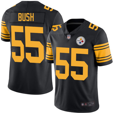 Steelers #55 Devin Bush Black Men’s Stitched Football Limited Rush Jersey