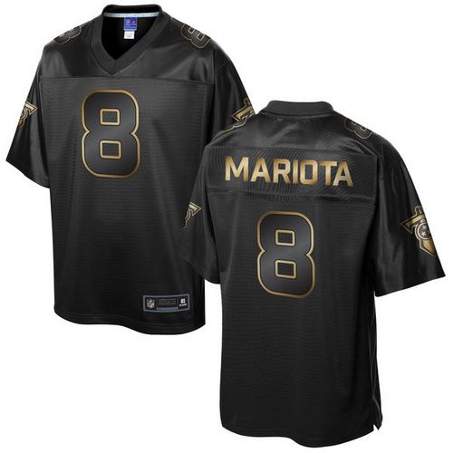 Nike Titans #8 Marcus Mariota Pro Line Black Gold Collection Men’s Stitched NFL Game Jersey