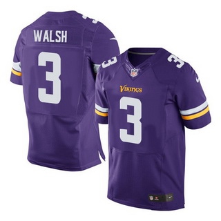 Men’s Minnesota Vikings #3 Blair Walsh Purple Team Color NFL Nike Elite Jersey