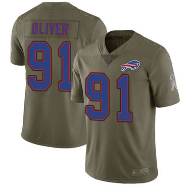 Bills #91 Ed Oliver Olive Men’s Stitched Football Limited 2017 Salute To Service Jersey