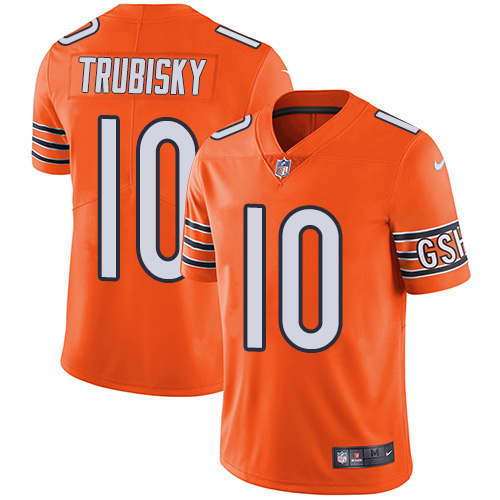 Nike Chicago Bears #10 Mitchell Trubisky Orange Men’s Stitched NFL Limited Rush Jersey