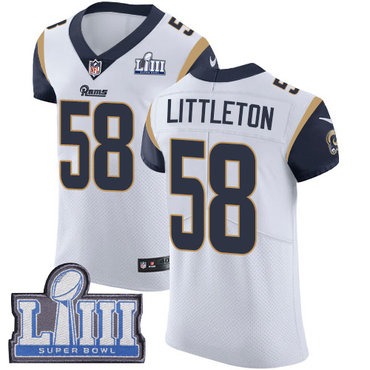 #58 Elite Cory Littleton White Nike NFL Road Men’s Jersey Los Angeles Rams Vapor Untouchable Super Bowl LIII Bound