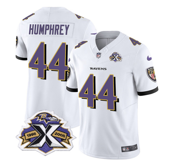 Men’s Baltimore Ravens #44 Marlon Humphrey White 2023 F.U.S.E With Patch Throwback Vapor Limited Stitched Jersey