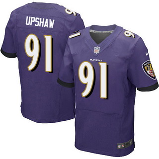 Men’s Baltimore Ravens #91 Courtney Upshaw Purple Team Color NFL Nike Elite Jersey