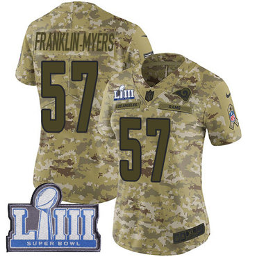 #57 Limited John Franklin-Myers Camo Nike NFL Women’s Jersey Los Angeles Rams 2018 Salute to Service Super Bowl LIII Bound