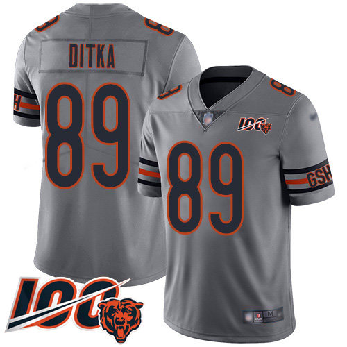 Bears #89 Mike Ditka Silver Men’s Stitched Football Limited Inverted Legend 100th Season Jersey