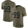 Men’s Arizona Cardinals #99 J.J. Watt 2022 Olive Salute To Service Limited Stitched Jersey
