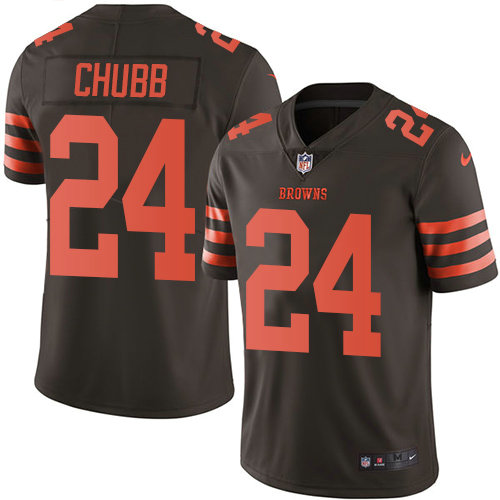 Nike Browns #24 Nick Chubb Brown Men’s Stitched NFL Limited Rush Jersey