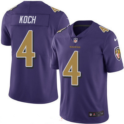 Men’s Baltimore Ravens #4 Sam Koch Purple 2016 Color Rush Stitched NFL Nike Limited Jersey