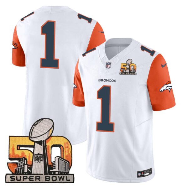 Denver Broncos Super Bowl 50 Patch Vapor Jersey – All Stitched – Orange Sleeves – #1 Team Jersey
