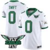 Fly Eagles Fly Patch Throwback Kelly Green Vapor Jersey – All Stitched – Kelly White – D’Andre Swift Jersey