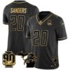 Detroit Lions 90th Year & Michigan Patch Gold Vapor Jersey – All Stitched – Black Gold – Barry Sanders Jersey