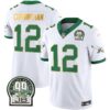 Eagles Jerome Brown Patch Kelly Green Gold Trim Jersey – All Stitched – Kelly White – Randall Cunningham Jersey