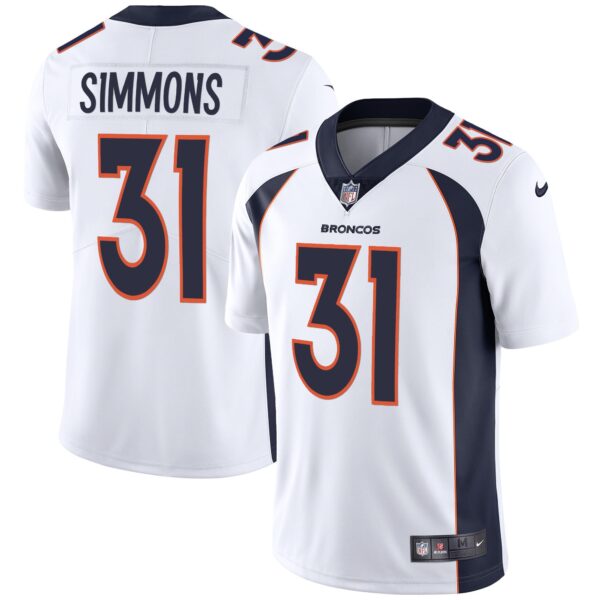 Denver Broncos Vapor Jersey – All Stitched – White – Justin Simmons Jersey