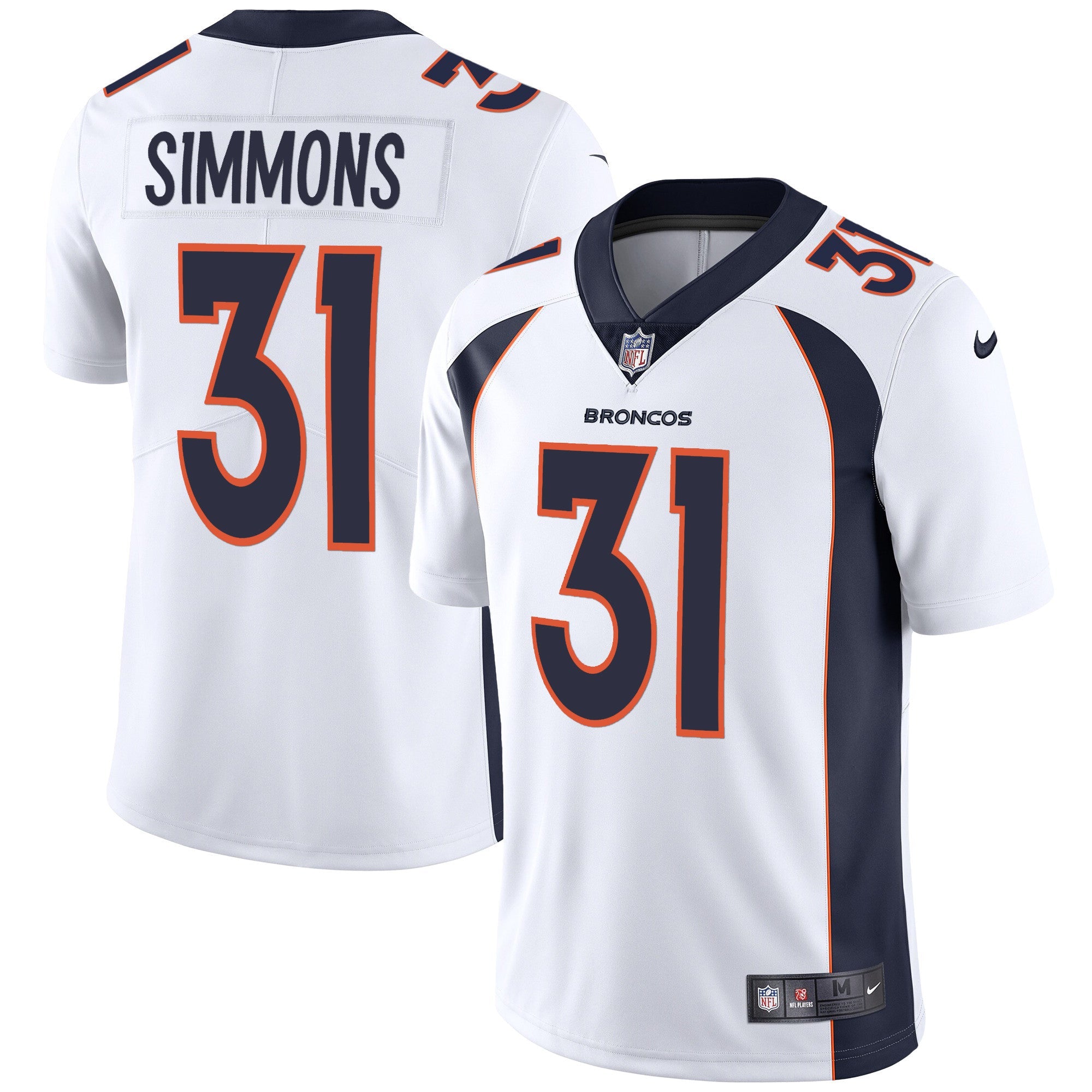 Denver Broncos Vapor Jersey – All Stitched – White – Justin Simmons Jersey