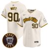 Steelers 412 Patch Vapor Premier Limited Jersey – All Stitched – Cream – T.J.Watt Jersey