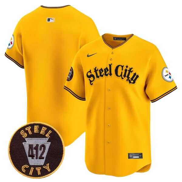 Steelers 412 Patch Vapor Premier Limited Jersey – All Stitched – Gold – Team Jersey